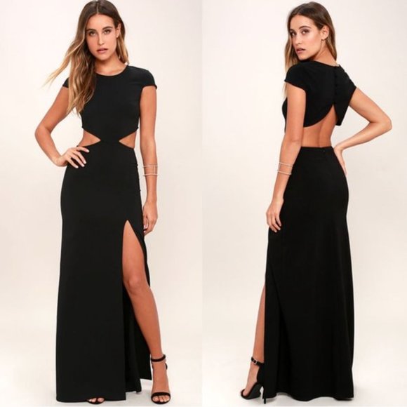 NWOT Lulu’s Conversation Piece Black Backless Maxi Dress XS Black - Picture 1 of 3
